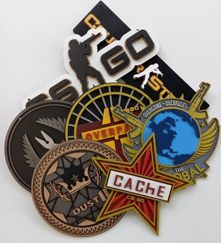 Placa Decorativa Csgo Overpass Em Alto Relevo, Gamer 44cm Nome Do Desenho Cs:go