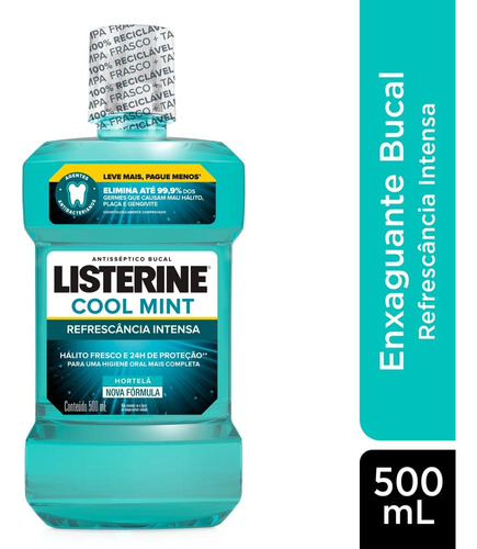 Antisséptico Bucal Listerine Cool Mint Leve 500ml Pague 350m