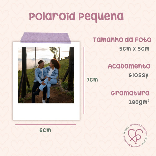 9 Fotos Polaroid Pequenas + 3 Padrão Presente Personalizado