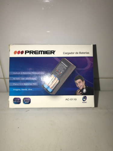 Cargador Premier De Bateria Doble Aa Con 4 Pilas Incluidas