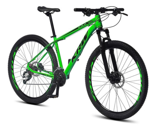 Bicicleta Aro 29 Krw Alum 27v Shimano Acera Hidráulico S30 Cor Verde/Preto