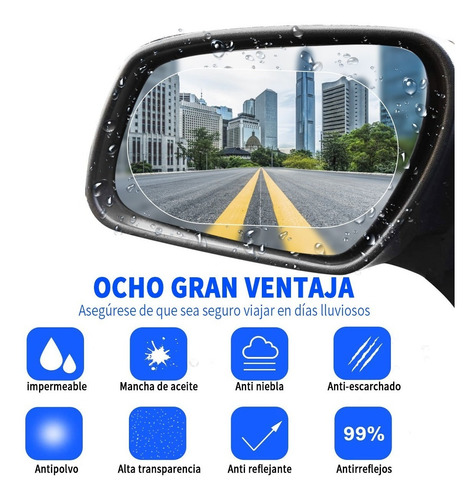 Imagen 4 de 10 de Lamina Antiempañante Anti Agua Laminas Espejo Retrovisor