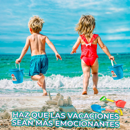 Set Juguetes Playa Arena Cubeta Pala Moldes Animales 6pzs