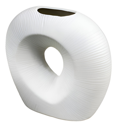 Florero Ovalado Deco 18cm Color Blanco Lh-3727