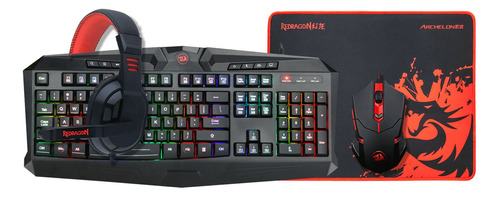 Kit de teclado e mouse gamer Redragon S101-BA Espanhol de cor preto