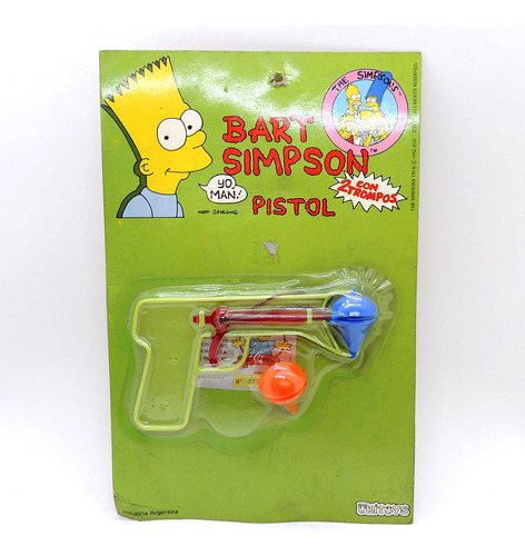 Simpsons Bart Pistol Con 2 Trompos Verde 1992 Ukit 6 Madtoyz