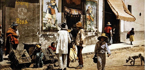 Lienzo Tela Fotografía Tienda De Pulque Tacubaya México 1900