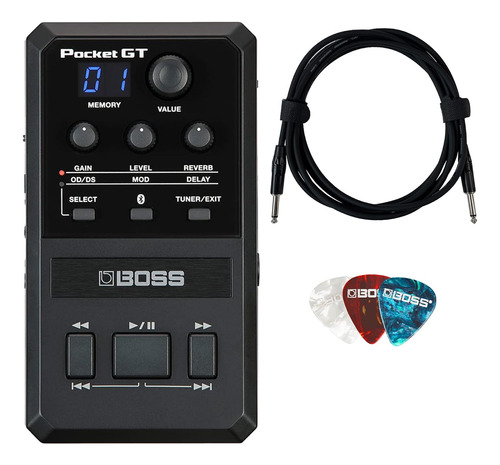 Paquete De Procesador De Efectos De Guitarra Pocket Gt Con C