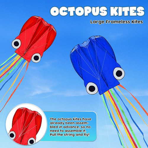 Cometa Para Niños Diseño Pulpo Arcoiris Con Manillar 3 Pzas