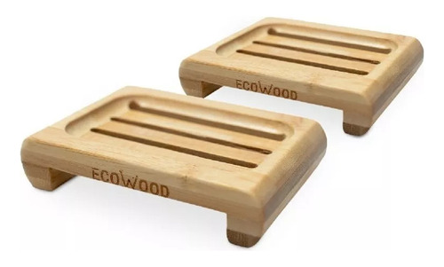 Jabonera De Bambú Ecowood Rejilla Elevada - Set De 2 Piezas