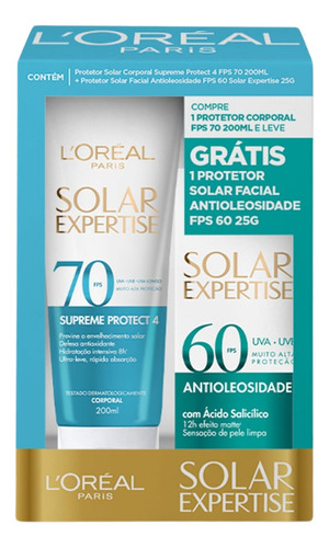 Kit Protetor Solar Loréal Paris Fps70 200ml + Facial