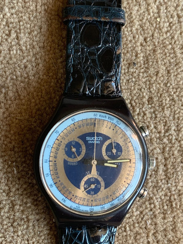 Relogio Swatch,cronografico,anos 90,otimo Estado,puls.,couro