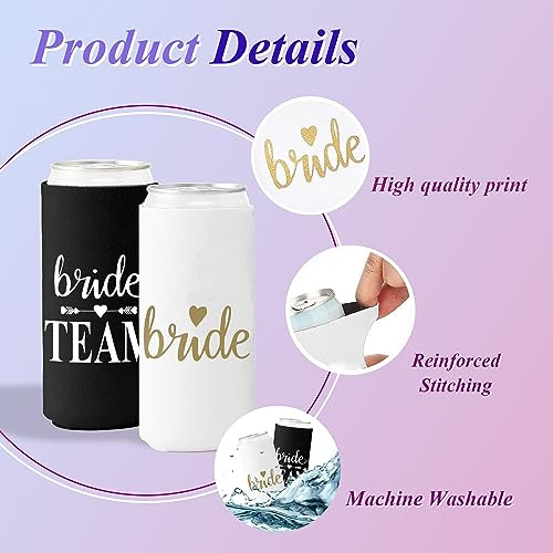 Novelty Slim Can Cooler Set De 10 Para Novia Y Damas De Hono