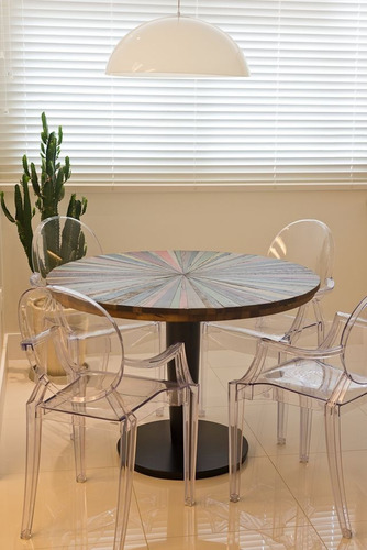 Silla Louis Ghost con brazo de cristal, policarbonato, 154 kg, color del marco de la silla: transparente