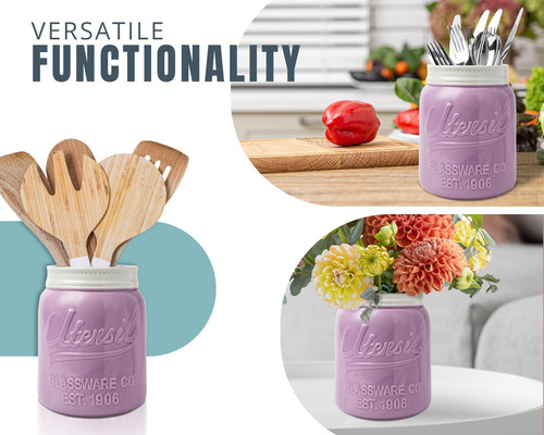 Organizador De Cocina Morado 17cm Alto Para Utensilios