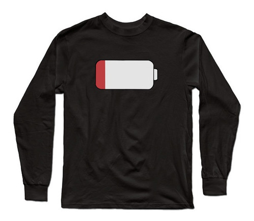 Playera Camiseta Manga Bateria Baja Low Battery Cargador Pil