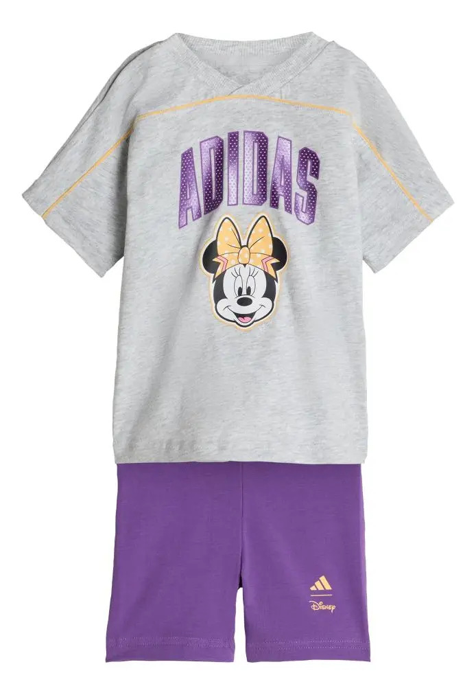 Conjunto Camiseta adidas Disney Minnie Mouse adidas Cinza / Light Grey Heather / Semi Ice Tangerine