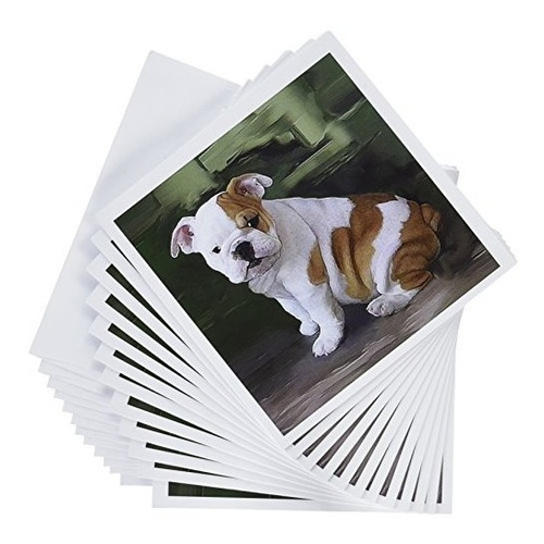 3drose British Bulldog Puppy Greeting Cards 6 X 6