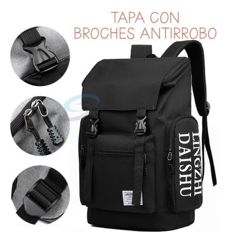 . Mochila Back Pack Broche Antirrobo Casual Gym Viaje Daishu G