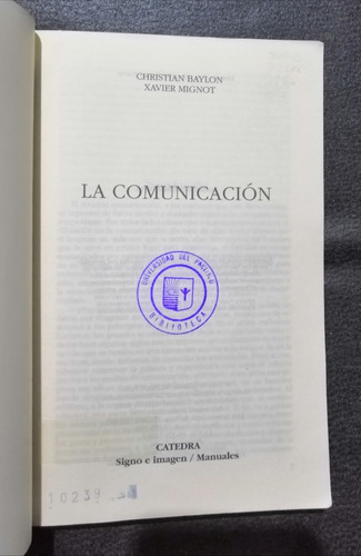 La Comunicacion Christian Baylon Xavier Mignot (Usado)