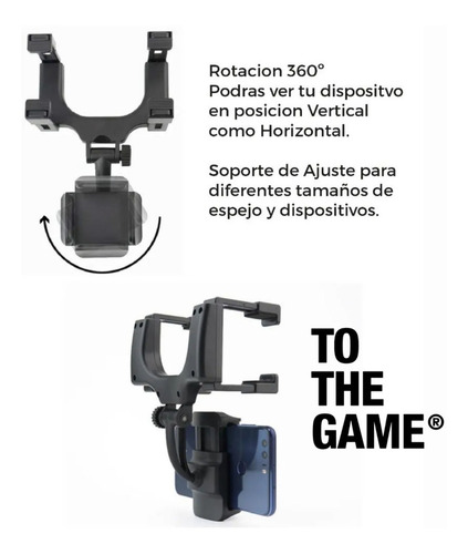 Imagen 2 de 4 de Soporte Celular Auto Cam Espejo Retrovisor Holder Universal