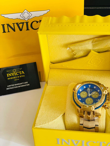 Reloj Invicta Subaqua Dorado Fondo Azul Caballero Full Set