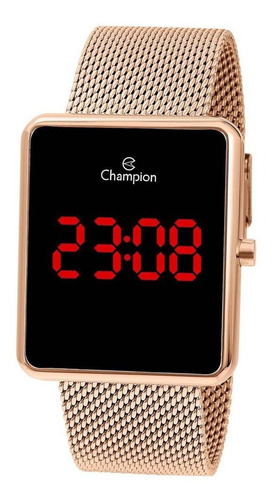 Relógio Champion Feminino Ref: Ch40080p Retangular Led Rosé