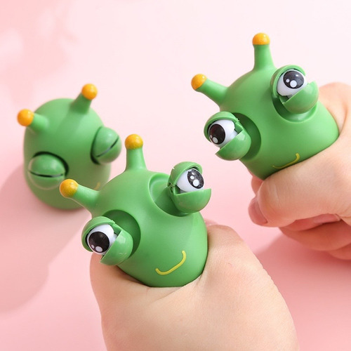 Pack 4 Squishy Caracol Ojos Saltones Antiestrés Verde Y Lila
