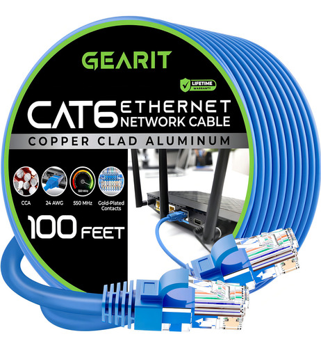 Gearit Cat 6 Cable Ethernet Cca (100 Pies) Cable De Red Lan