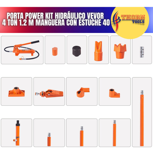 Porta Power Kit Hidráulico 4 Ton 1.2 M Manguera Con Estuche