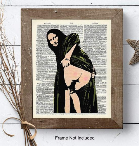 Mona Lisa Graffiti Mural Dictionary Art Print - Póster Vinta