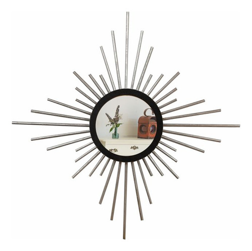 Espelho Decorativo Com Moldura Pequeno Mini Supernova Prata Moldura Prateado