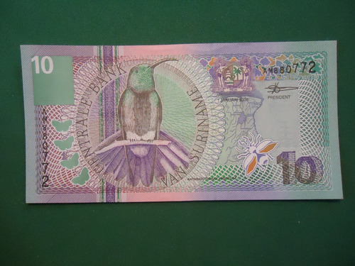 Billete De Surinam  10 Gulden 2000