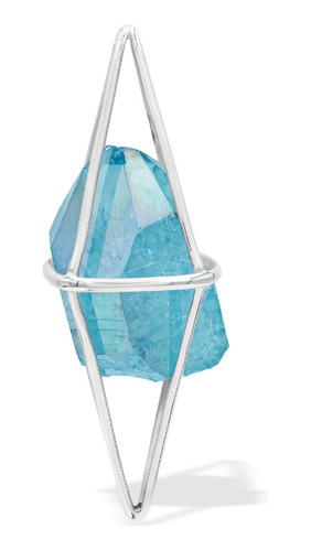 Dije Jaula Con Llamas De Cristal Cuarzo Aqua Aura En Plata