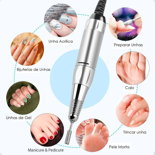 Kit Lixadeira Elétrica Motor Porquinho + Cabine Sun 5 Unhas Branco