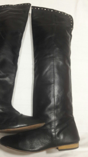 Botas Bucaneras De Cuero Negro 39