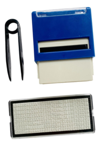 Kit De Carimbo Faça Você Mesmo Com Carimbo 18mmx47mm Azul