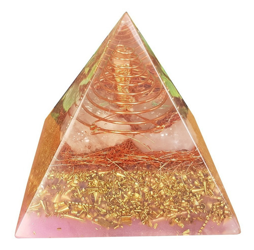 Pirâmide Grande De Orgonite Com Quartzo Rosa