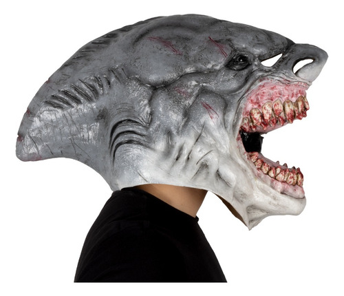 Máscara De Tiburón Asesino White Shark Disfraz Halloween Color Gris
