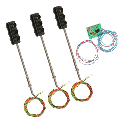 3 Peatonal Cruce Luces Led Señales Modelo Ho Oo Tren Carrete