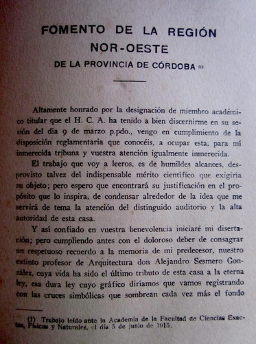 1915 Fomento Del Noroeste De La Provincia De Cordoba Novoa