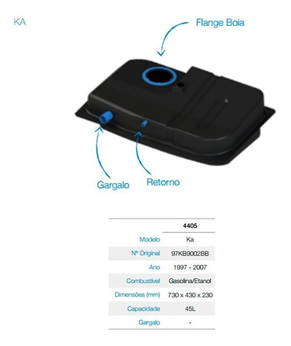 Tanque De Combustível Ford Ka 1997 99 00 01 02 03 2007 45l