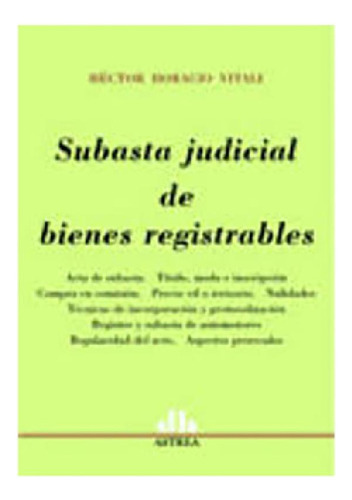 Libro - Subasta Judicial De Bienes Registrables - Vitali, H