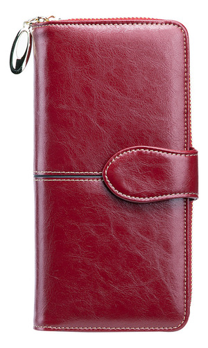 Cartera Para Mujer Gran Capacidad,billetera Con Bloqueo Rfid Terracota
