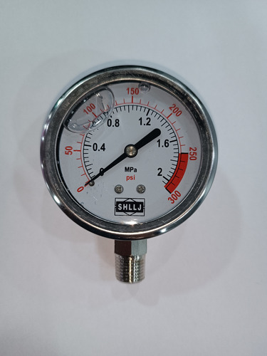 Manómetro De Glicerina 300 Psi Dial 21/2'' 1/4''  Acero Inox