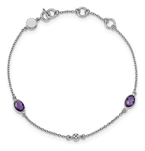 Brazalete - Solid 925 Sterling Silver White Ice Amethyst And