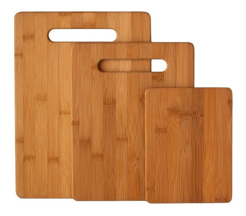 Tablas Picar Bambu Set X 3 Cocina Tabla Cortar Bamboo Vonne Color Marrón