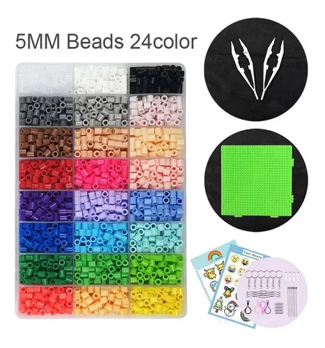 24 Colores Perler Beads 5mm Hama Beads Niños Juguetes Diy