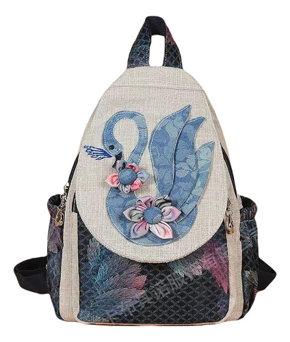 Mochila De Lona Informal Con Tirantes Para Mujer Azul Pavo