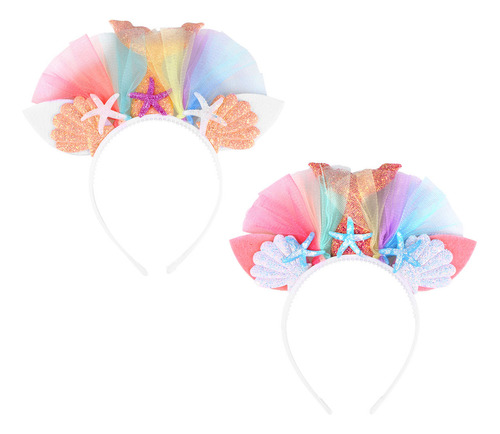 Diadema De Sirena Con Diseño De Flores De Chifón Y Conchas,